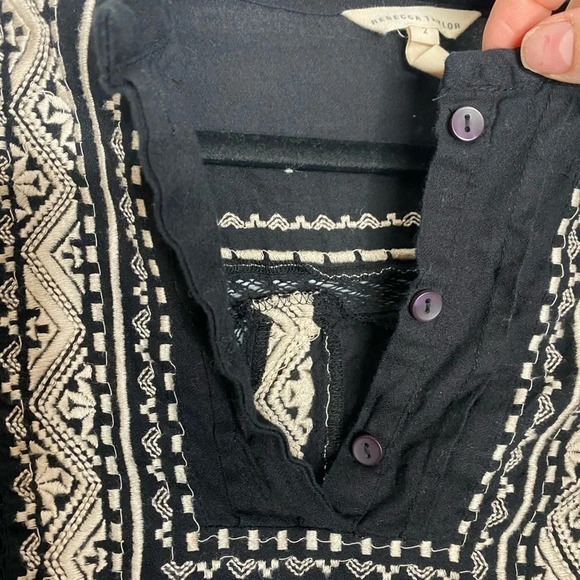 REBECCA TAYLOR Esme Embroidered‎ 3/4 Sleeve Boho Peasant Top Size 2 - Picture 4 of 9